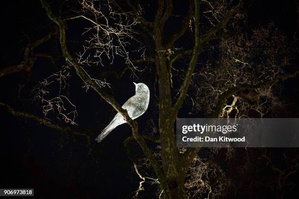 Was That a Dream?' by Cedric Le Borgne is displayed in Berkeley Square during the Lumiere London festival of light 2018 on January 18, 2018 in...