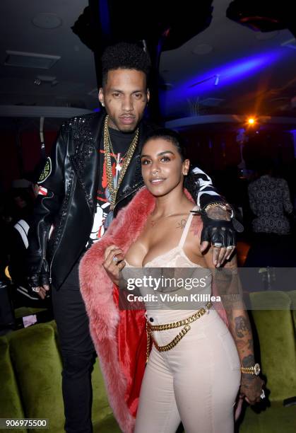 Kid Ink and Asiah Azante attend "A Night In Flight" celebrating Casper's partnership with American Airlines at Delilah on January 18, 2018 in Los...