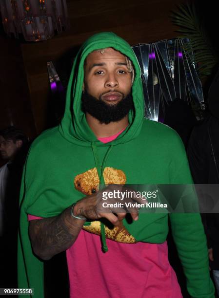 Odell Beckham Jr attends "A Night In Flight" celebrating Casper's partnership with American Airlines at Delilah on January 18, 2018 in Los Angeles,...