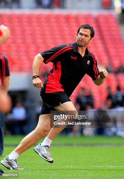 Saracens coach Andy Farrell before the Guinness Premiership match between Saracens and Northampton Saints at Wembley Stadium on September 12, 2009 in...