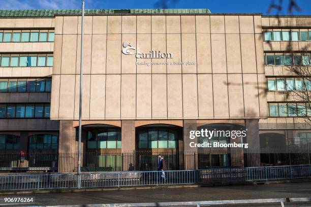 Pedestrians pass the Carillion Plc headquarter offices in Wolverhampton, U.K., on Thursday, Jan. 18, 2018. The Wolverhampton, central England-based...