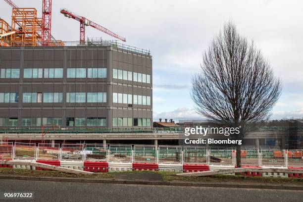 Crane stands idle above the Midland Metropolitan Hospital construction site, operated by Carillion Plc, in Smethwick, U.K., on Thursday, Jan. 18,...