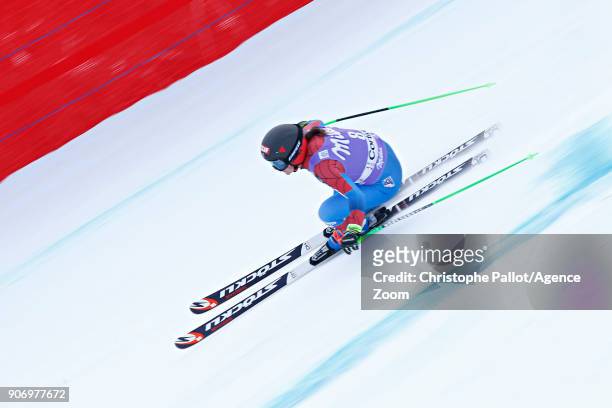 Stacey Cook of USA in action during the Audi FIS Alpine Ski World Cup Women's Downhill on January 19, 2018 in Cortina d'Ampezzo, Italy.