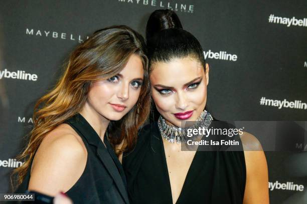 German model Carina Zavline and Brasil model Adriana Lima during the Maybelline Show 'Urban Catwalk - Faces of New York' at Vollgutlager on January...