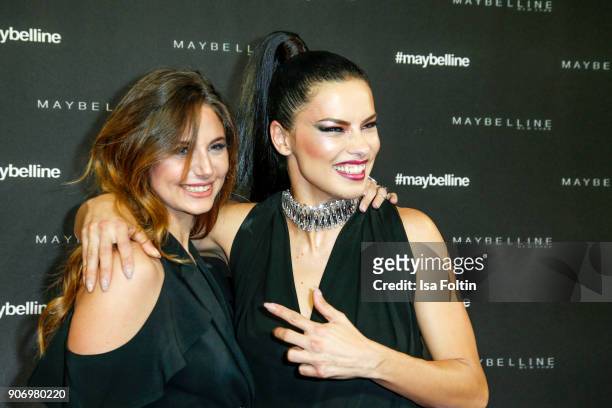 German model Carina Zavline and Brasil model Adriana Lima during the Maybelline Show 'Urban Catwalk - Faces of New York' at Vollgutlager on January...