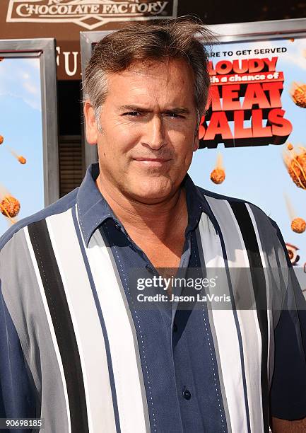 Actor Bruce Campbell attends the premiere of "Cloudy With A Chance Of Meatballs" at Mann Village Theatre on September 12, 2009 in Westwood, Los...