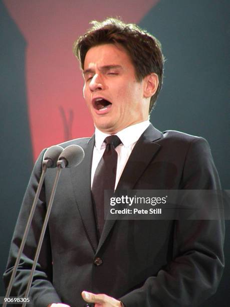 Tenor Gardar Thor Cortes performs on stage at the BBC Proms In The Park at Hyde Park on September 12, 2009 in London, England.