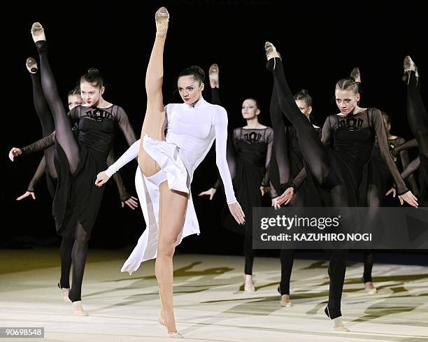 Ukraine's Anna Bessonova and other rhythmic gymnasts perform in the Gala at the Rhythmic Gymnastics World Championships in Ise, in Japan's Mie...