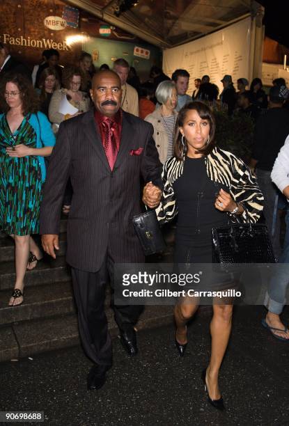 Actor/Comedian Steve Harvey and Marjorie Harvey seen around Bryant Park during Mercedes-Benz Fashion Week Spring 2010 on September 12, 2009 in New...