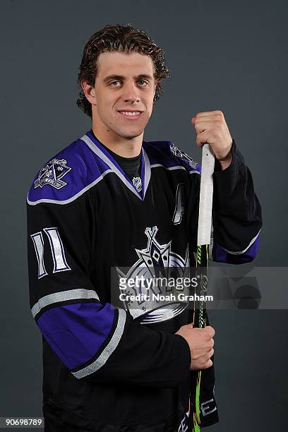 El SEGUNDO, CA Anze Kopitar of the Los Angeles Kings poses for a portrait during training camp on September 12, 2009 at Toyota Sports Center in El...