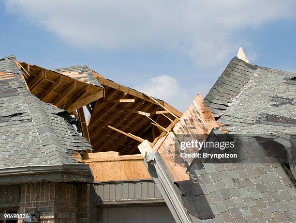 tornado roof slide-nixa, missouri - damaged shingles stock pictures, royalty-free photos & images