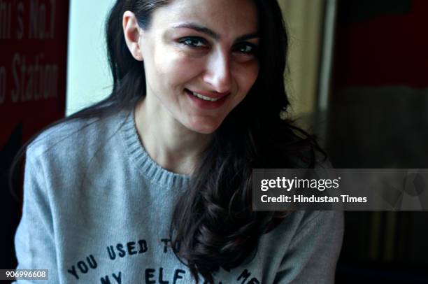 Bollywood actor Soha Ali Khan poses during an interview with HT City, at HT Media office, on January 18, 2018 in New Delhi, India.