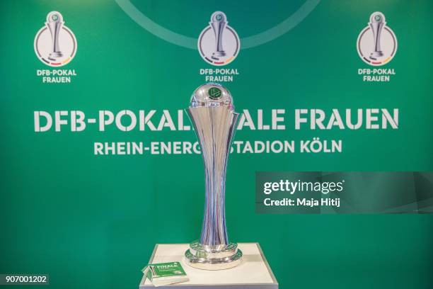 Trophy of the Women's DFB Cup Final 2017 is seen on January 19, 2018 in Cologne, Germany.