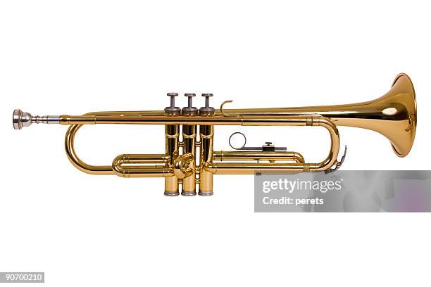 isolated trumpet - trompet stock pictures, royalty-free photos & images