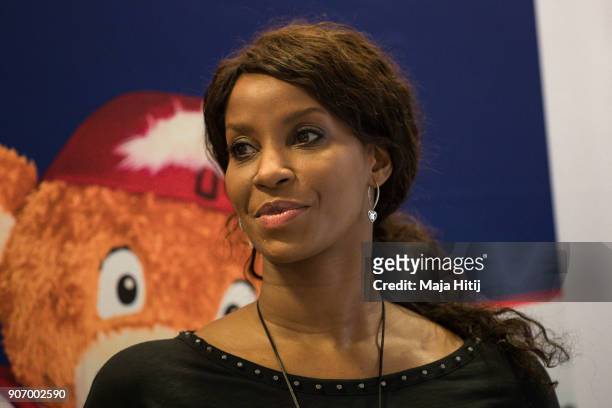 Liz Baffoe attends a press conference as Cologne is Announced As Host City For Women's DFB Cup Final For Another Five Years on January 19, 2018 in...