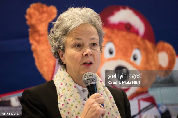 Agnes Klein talks during a press conference as Cologne is Announced As Host City For Women's DFB Cup Final For Another Five Years on January 19, 2018...
