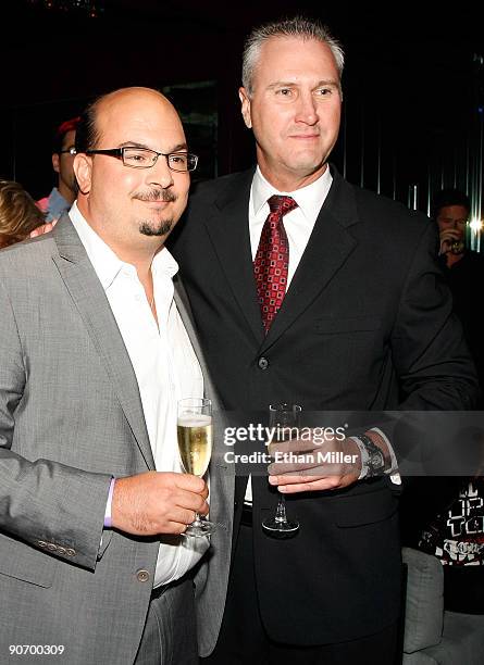 Creator and executive producer of the CSI television shows Anthony E. Zuiker and MGM Grand Vice President of Operations John Shigley attend the after...