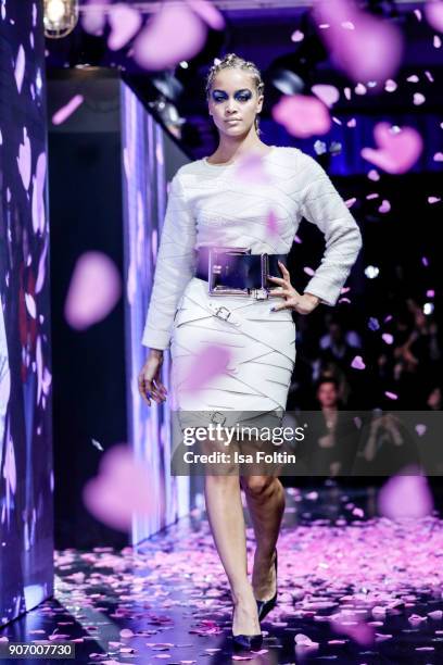 Actress and model Jasmine Sanders walks the runway during the Maybelline Show 'Urban Catwalk - Faces of New York' at Vollgutlager on January 18, 2018...