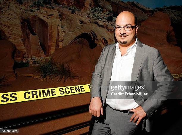 Creator and executive producer of the CSI television shows Anthony E. Zuiker appears at an exhibit during the grand opening of the CSI: The...