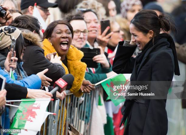 Meghan Markle visits Cardiff Castle on January 18, 2018 in Cardiff, Wales.