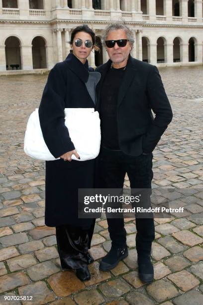 Owner of "Maison Margiela", Renzo Rosso and his companion Arianna Alessi attend the Maison Margiela Menswear Fall/Winter 2018-2019 show as part of...