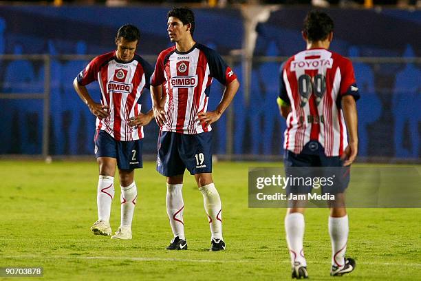 San Luis Aaron Galindo , Jonny Magallon and Omar Bravo during the match against Chivas the 2009 Opening tournament, the closing stage of the Mexican...