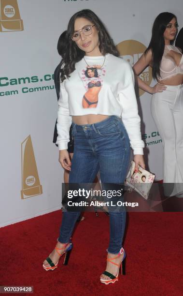 Abella Danger arrives for the 2018 XBIZ Awards held at J.W. Marriot at L.A. Live on January 18, 2018 in Los Angeles, California.