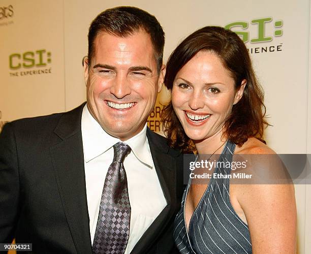 Actor George Eads and actress Jorja Fox arrive at the grand opening of the CSI: The Experience attraction at MGM Grand Hotel/Casino September 12,...