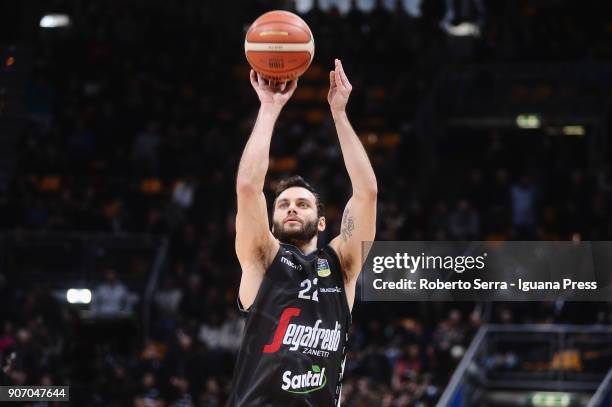 Stefano Gentile of Segafredo in action during the LBA LegaBasket of Serie A match between Virtus Segafredo Bologna and Grissin Bon Reggio Emilia at...