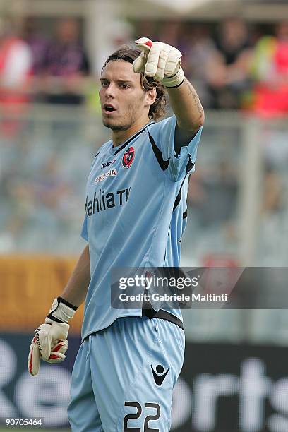 Federico Marchetti goalkeeper of Cagliari in action during Serie A Tim match played between Fiorentina and Cagliari at Stadio Artemio Franchi on...