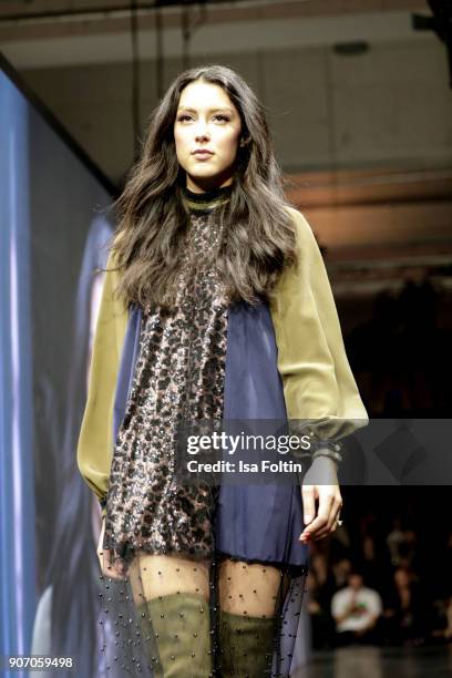 Model Rebecca Mir during the Maybelline Show 'Urban Catwalk - Faces of New York' at Vollgutlager on January 18, 2018 in Berlin, Germany.