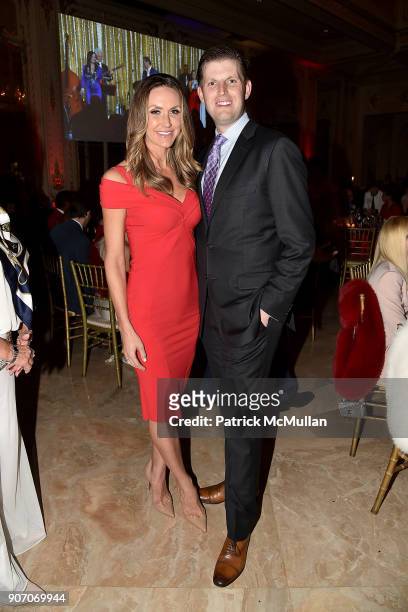 Lara Trump and Eric Trump attend President Trump's one year anniversary with over 800 guests at the winter White House at Mar-a-Lago on January 18,...