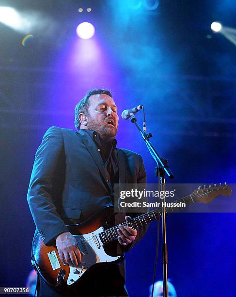 Guy Garvey of Elbow performs as the band headline the main stage on day 3 of Bestival, September 13, 2009 on the Isle of Wight, United Kingdom.