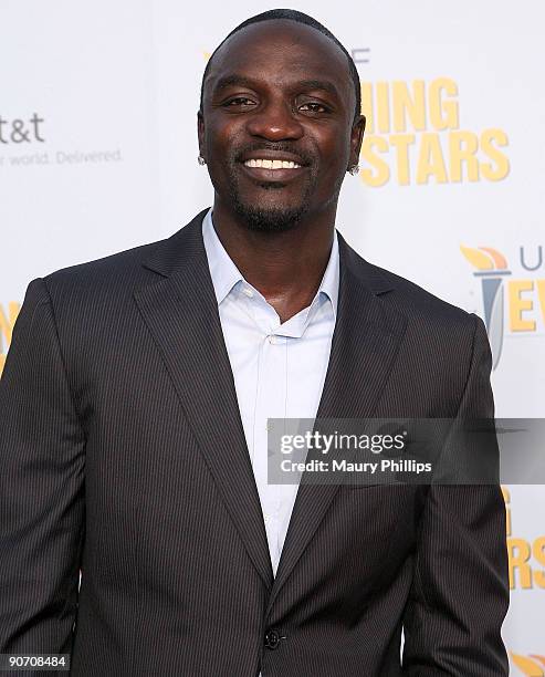 Singer Akon arrives at "An Evening of Stars: A Tribute To Lionel Richie" hosted by UNCF at the Pasadena Civic Auditorium on September 12, 2009 in...