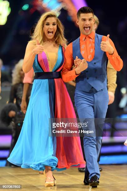 Gemma Atkinson and Alijaz Skorjanec attend the 'Strictly Come Dancing' Live! dress rehearsal at Arena Birmingham, on January 18, 2018 in Birmingham,...