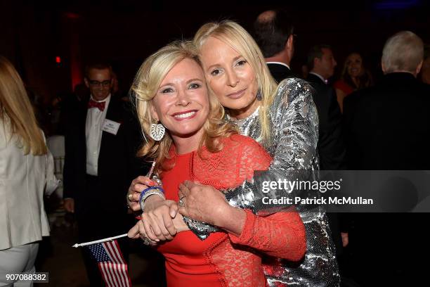 Sharon Bush and Pamela Gross attend President Trump's one year anniversary with over 800 guests at the winter White House at Mar-a-Lago on January...