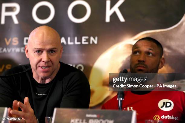 Dominic Ingle and Kell Brook during the press conference at Sheffield Town Hall.