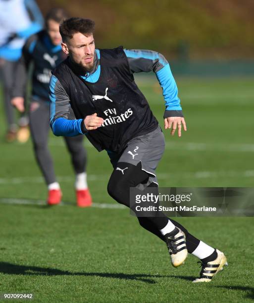 Mathieu Debuchy of Arsenal during a training session at London Colney on January 19, 2018 in St Albans, England.