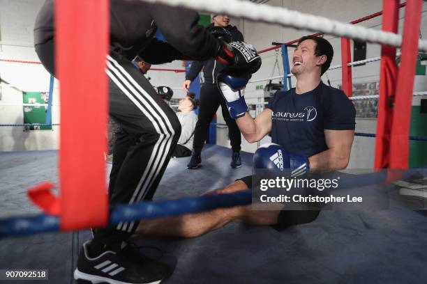 Laureus Ambassador, Michael Jamieson visits Carneys Community Centre on January 19, 2018 in London, England.