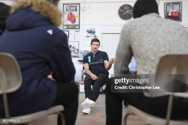 Laureus Ambassador, Michael Jamieson visits Carneys Community Centre on January 19, 2018 in London, England.