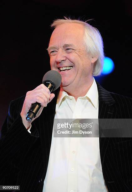Sir Tim Rice presents during 'Thank You For The Music - A Celebration Of The Music Of Abba' at Hyde Park on September 13, 2009 in London, England.
