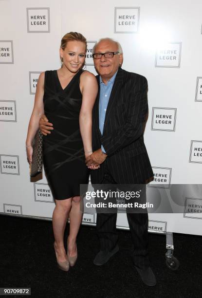 Hilary Duff and Max Azria attend Herve Leger By Max Azria Spring 2010 during Mercedes-Benz Fashion Week at Bryant Park on September 13, 2009 in New...