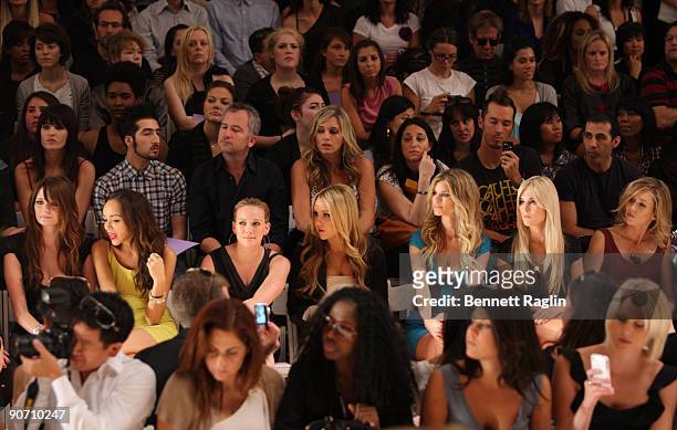 Mischa Barton, Ashley Madekwe, Hilary Duff, Amanda Bynes, and Marisa Miller attend Herve Leger By Max Azria Spring 2010 during Mercedes-Benz Fashion...