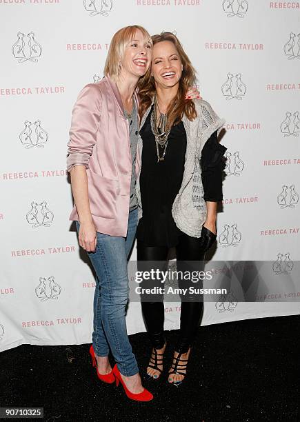 Actress Mena Suvari and Designer Rebecca Taylor pose for a photo during the Rebecca Taylor Spring 2010 fashion show at Bryant Park on September 13,...