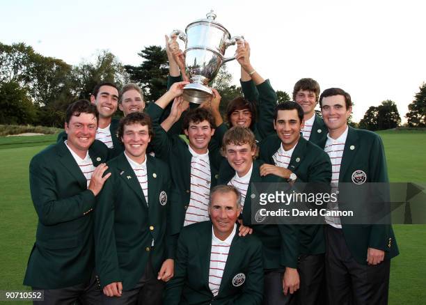 The victorious USA team after the final afternoon singles matches on the East Course at Merion Golf Club on September 13, 2009 in Ardmore,...