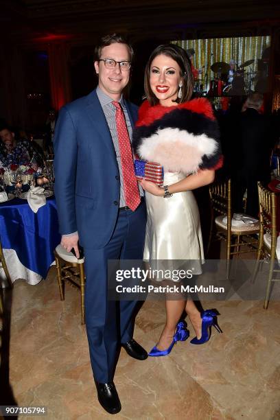 Jonathan Weinberger and Morgan Ortagus attend President Trump's one year anniversary with over 800 guests at the winter White House at Mar-a-Lago on...