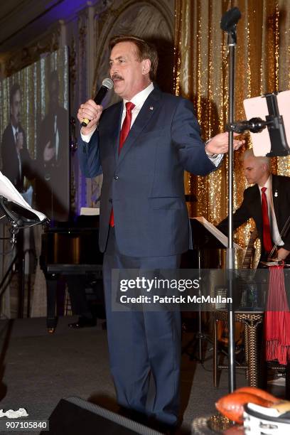 Mike Lindell attends President Trump's one year anniversary with over 800 guests at the winter White House at Mar-a-Lago on January 18, 2018 in Palm...