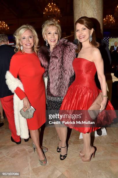 Sharon Bush, Anka Palitz and Jean Shafiroff attend President Trump's one year anniversary with over 800 guests at the winter White House at...