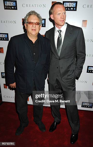 Jeremy Thomas and Paul Bettany attend the UK Premiere of 'Creation', at Curzon Mayfair on September 13, 2009 in London, England.