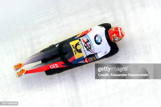 Anna Fernstaedt of Germany competes at Deutsche Post Eisarena Koenigssee during the BMW IBSF World Cup Skeleton on January 19, 2018 in Koenigssee,...